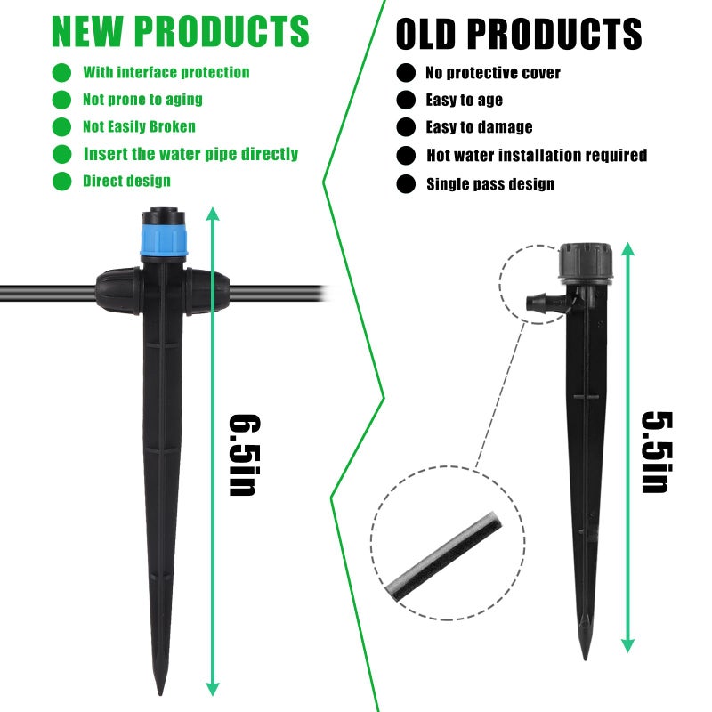FULAIERGD Drip Irrigation Emitters Fan Shape with Stake Adjustable 360Deree Fan Sprayer with Lock Barbed Ideal for (4-7mm) Garden Hose Watering System(25Pcs Drip Irrigation Blue) - Image 3